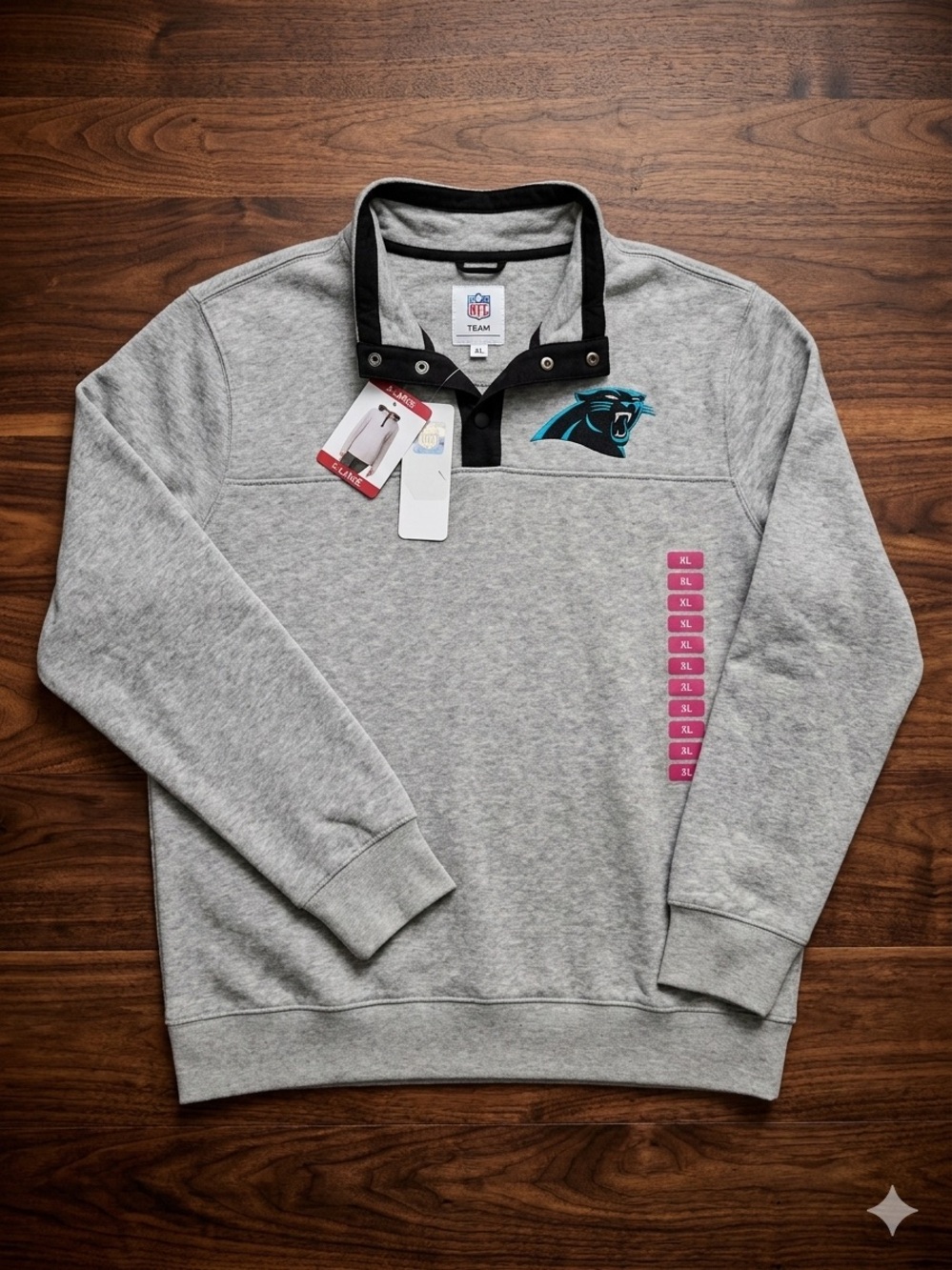 Carolina Panthers Gray Pullover Quarter-Snap Sweatshirt NWT XL